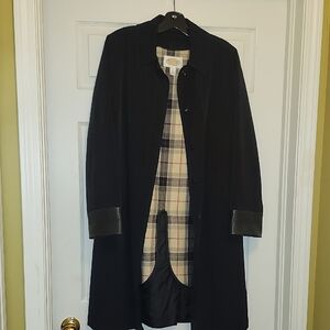 Talbots Black Coat with Plaid Lining